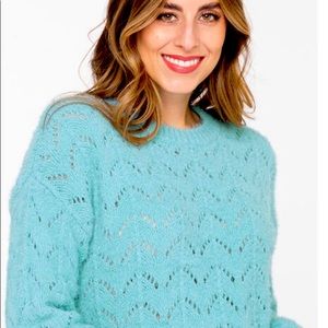 Rickis Chenille Pointelle chevron knit sweater